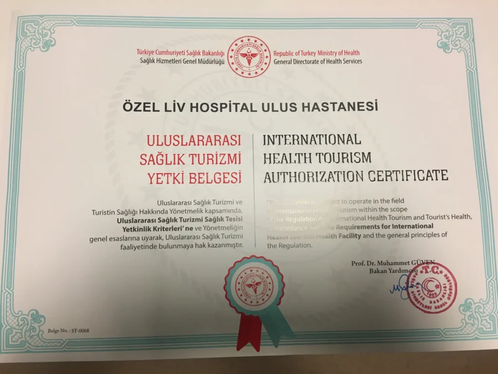c627edb3 2a98 4a4a a5b3 73c68ab9f50f e2d71f50 7c5d 4f58 813d 1322b615a8ce Saglik Turizmi yetki Belgesi LIV Hospital
