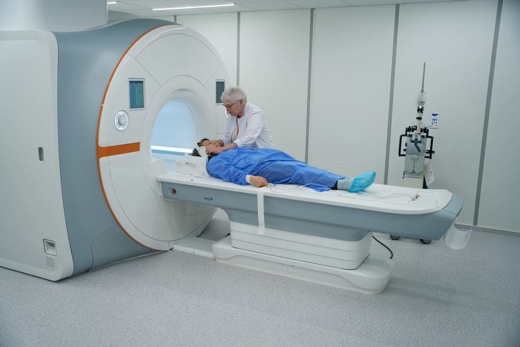 CT scan and a SPECT scan