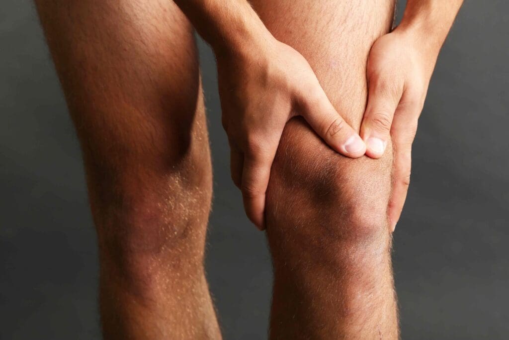 A close-up view of a human knee joint