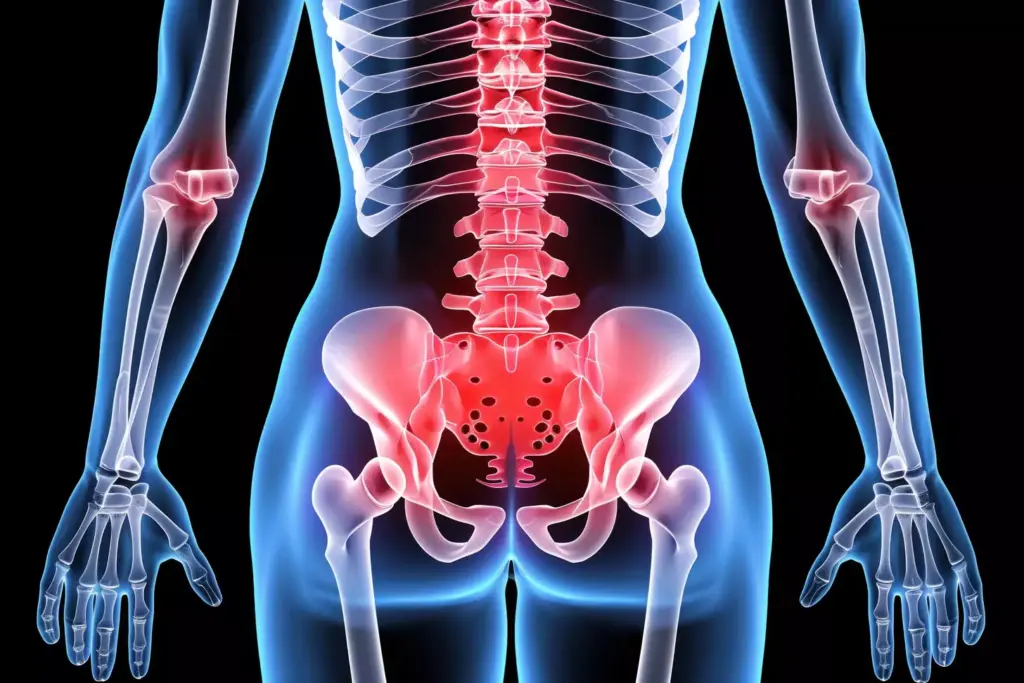 A detailed anatomical illustration of the lumbar spine structure, showcasing the intricate interplay of vertebrae, discs, and surrounding tissues. Rendered in a realistic, high-definition medical style with precise attention to detail. The scene is lit from the side, casting subtle shadows that accentuate the three-dimensional form. The camera angle provides a clear, unobstructed view of the lumbar region, allowing the viewer to study the complex anatomy. The overall mood is one of scientific inquiry and medical understanding, conveying the importance of this region in the spine-hip connection. A detailed anatomical illustration of the lumbar spine structure, showcasing the intricate interplay of vertebrae, discs, and surrounding tissues. Rendered in a realistic, high-definition medical style with precise attention to detail. The scene is lit from the side, casting subtle shadows that accentuate the three-dimensional form. The camera angle provides a clear, unobstructed view of the lumbar region, allowing the viewer to study the complex anatomy. The overall mood is one of scientific inquiry and medical understanding, conveying the importance of this region in the spine-hip connection.