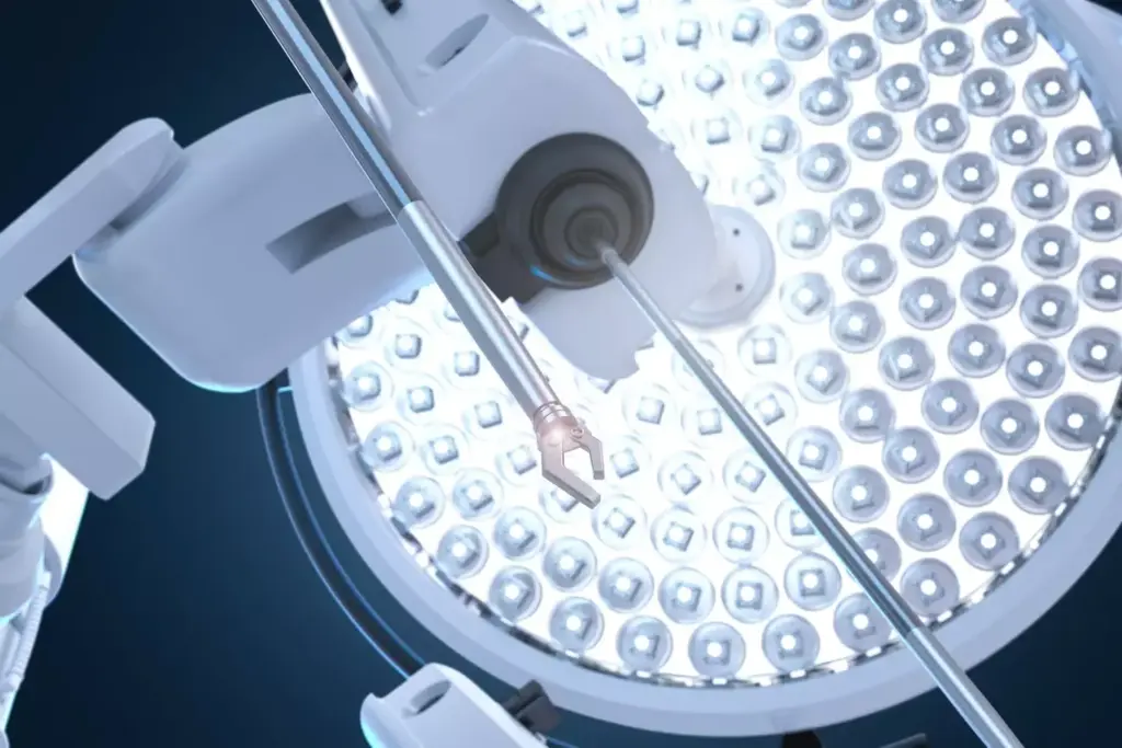 A detailed, chronological illustration of the evolution of minimally invasive surgical techniques. In the foreground, a classic laparoscopic procedure with a surgeon manipulating slender instruments through small incisions. In the middle ground, a modern robotic surgery system with the surgeon seated at a console, controlling the robotic arms. In the background, a montage of historical advancements - from the early endoscopic tools of the 19th century to the high-tech, computer-assisted procedures of today. Soft, muted colors and dramatic, theatrical lighting convey the serious, clinical atmosphere of the surgical theater. The composition emphasizes the technological progress that has transformed the field of minimally invasive surgery over time.