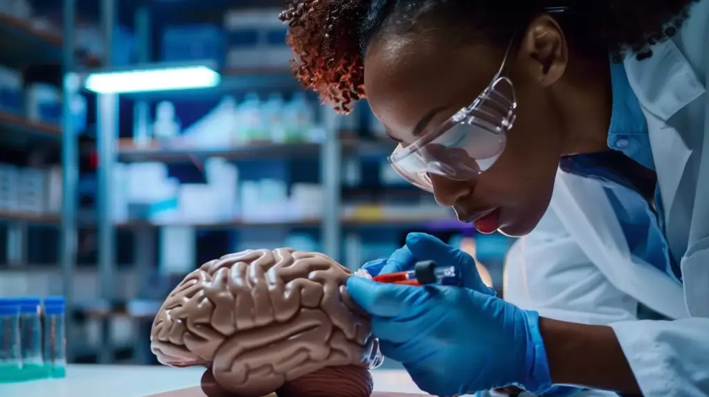 A detailed close-up view of a human brain, with a highlighted section showing a brain tumor. The tumor appears as an irregular, discolored growth, surrounded by a hazy, glowing aura. The image conveys a sense of urgency and risk, with the tumor pulsating and emanating an ominous energy. The background is slightly blurred, creating a dramatic focus on the tumor. Dramatic lighting from the side casts deep shadows, emphasizing the tumor's 3D form. The overall atmosphere is tense and unsettling, reflecting the seriousness of brain tumor-induced seizures. A detailed close-up view of a human brain, with a highlighted section showing a brain tumor. The tumor appears as an irregular, discolored growth, surrounded by a hazy, glowing aura. The image conveys a sense of urgency and risk, with the tumor pulsating and emanating an ominous energy. The background is slightly blurred, creating a dramatic focus on the tumor. Dramatic lighting from the side casts deep shadows, emphasizing the tumor's 3D form. The overall atmosphere is tense and unsettling, reflecting the seriousness of brain tumor-induced seizures.