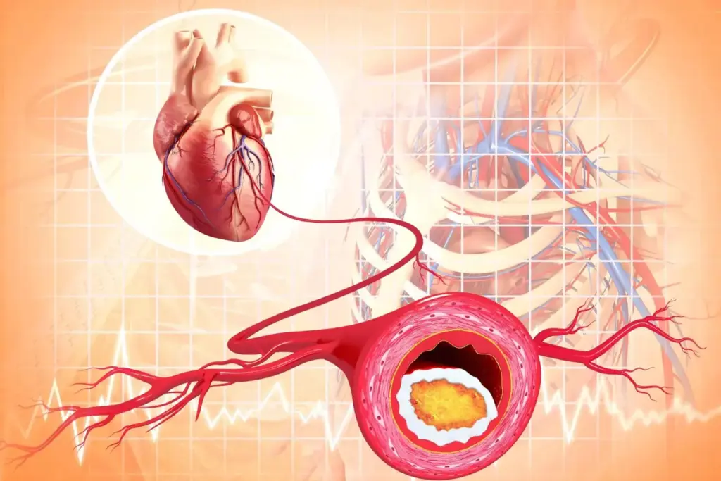 A detailed illustration depicting various strategies for preventing myocardial infarction. In the foreground, a healthy human heart is shown, surrounded by icons and symbols representing key preventive measures such as exercise equipment, healthy food, medication, and lifestyle changes. In the middle ground, a cross-sectional view of the heart's arteries, with plaque buildup visually represented. The background features a minimalist, clean medical setting with soothing colors, highlighting the importance of early detection and proactive management. The composition should convey a sense of balance, emphasizing the holistic approach to myocardial infarction prevention.