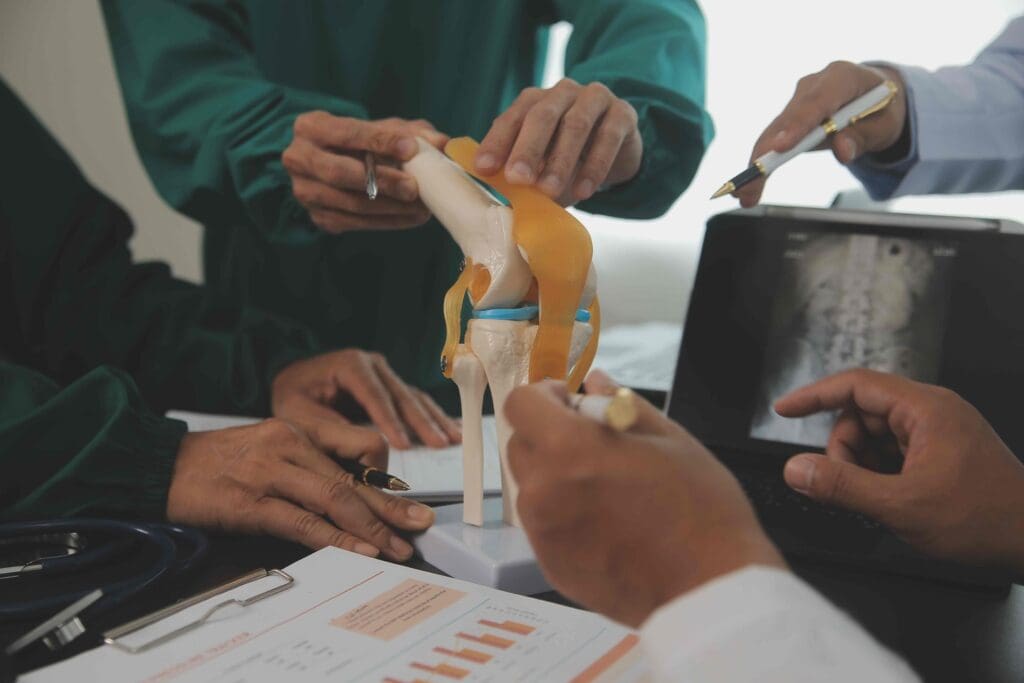 A detailed medical illustration depicting the various alternatives to knee replacement surgery