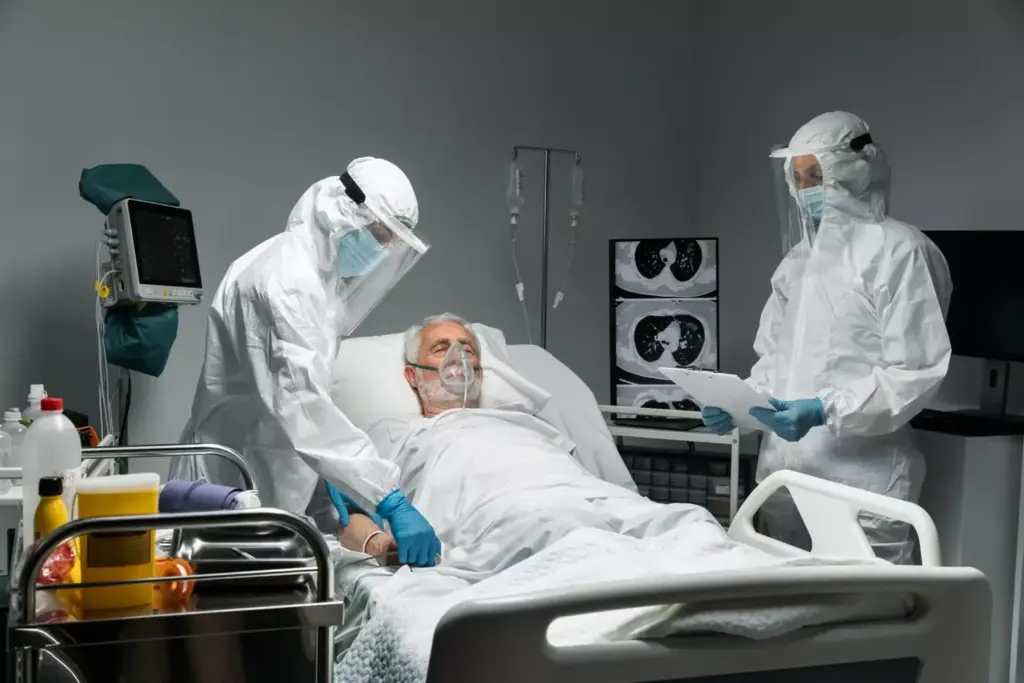 A dimly lit hospital room, the air thick with the scent of antiseptic. In the foreground, a bed-ridden patient, their face gaunt and pallid, eyes sunken and unfocused. Tubes and wires snake from their body, monitoring vital signs that fade with each labored breath. The middle ground reveals the concerned expressions of loved ones, grasping the patient's hand, bearing witness to the terminal phase of this relentless disease. In the background, the muted tones of medical equipment cast an eerie glow, a somber reminder of the inevitable. Soft, diffused lighting casts long shadows, accentuating the gravity of the scene. This is the final journey of a brain cancer patient, a poignant glimpse into the terminal stage of this devastating illness. A dimly lit hospital room, the air thick with the scent of antiseptic. In the foreground, a bed-ridden patient, their face gaunt and pallid, eyes sunken and unfocused. Tubes and wires snake from their body, monitoring vital signs that fade with each labored breath. The middle ground reveals the concerned expressions of loved ones, grasping the patient's hand, bearing witness to the terminal phase of this relentless disease. In the background, the muted tones of medical equipment cast an eerie glow, a somber reminder of the inevitable. Soft, diffused lighting casts long shadows, accentuating the gravity of the scene. This is the final journey of a brain cancer patient, a poignant glimpse into the terminal stage of this devastating illness.