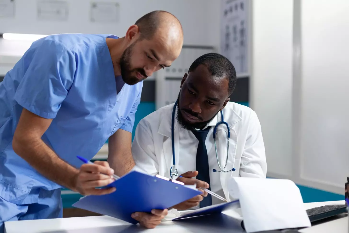 A doctor talking to a patient