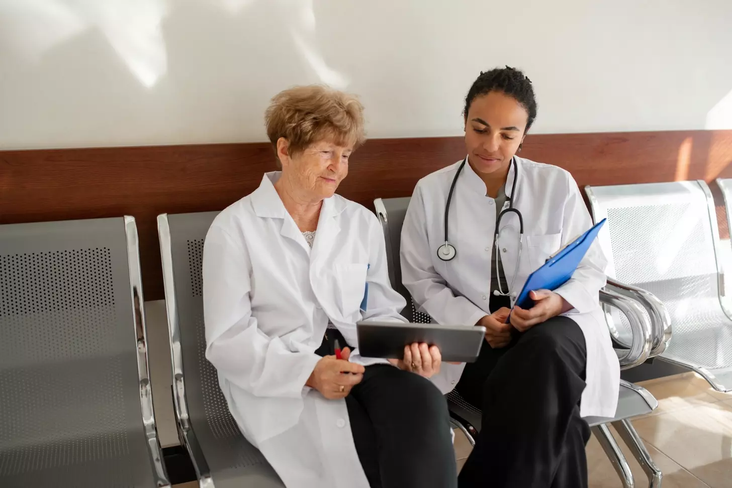 A doctor talking to a patient