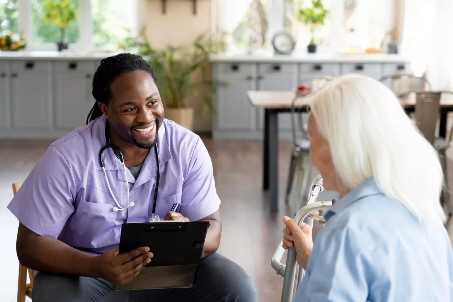 A doctor talking to a patient