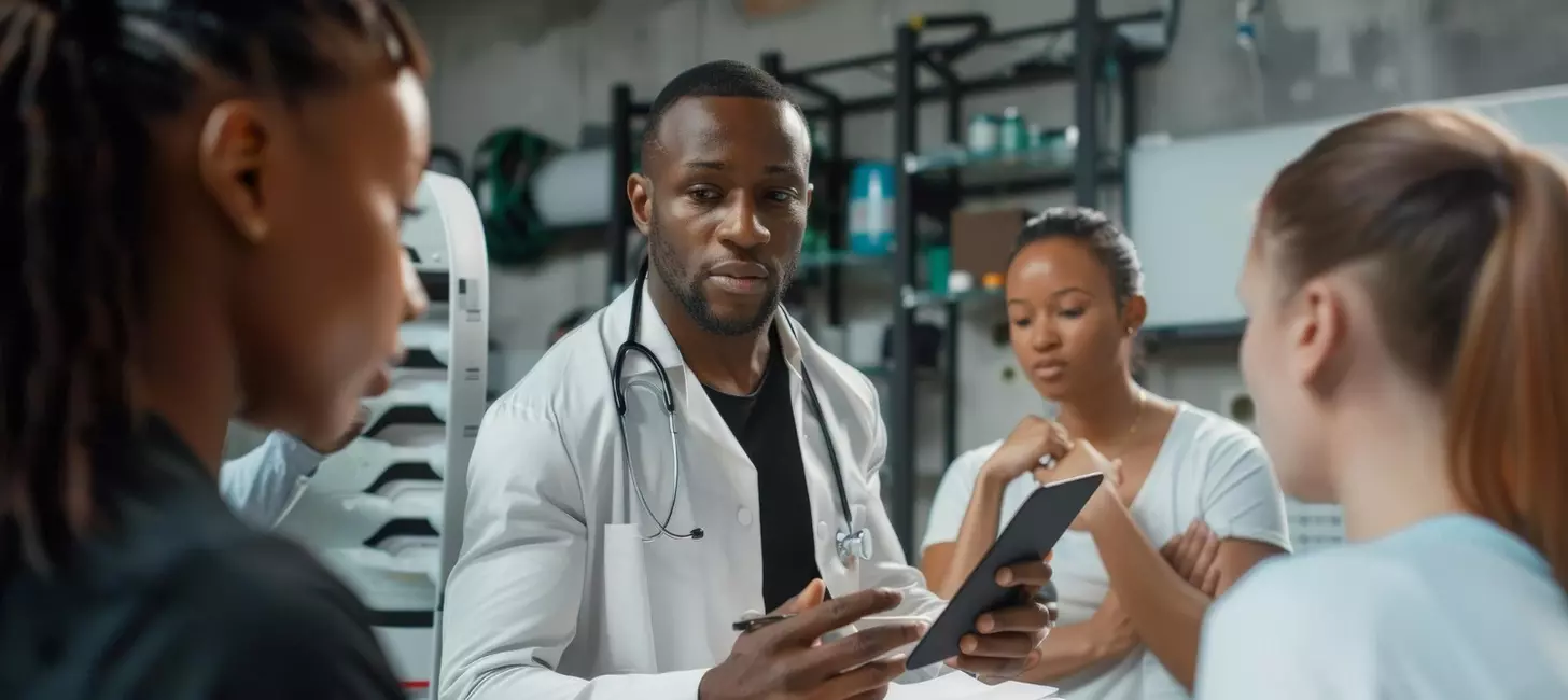 A doctor talking to a patient