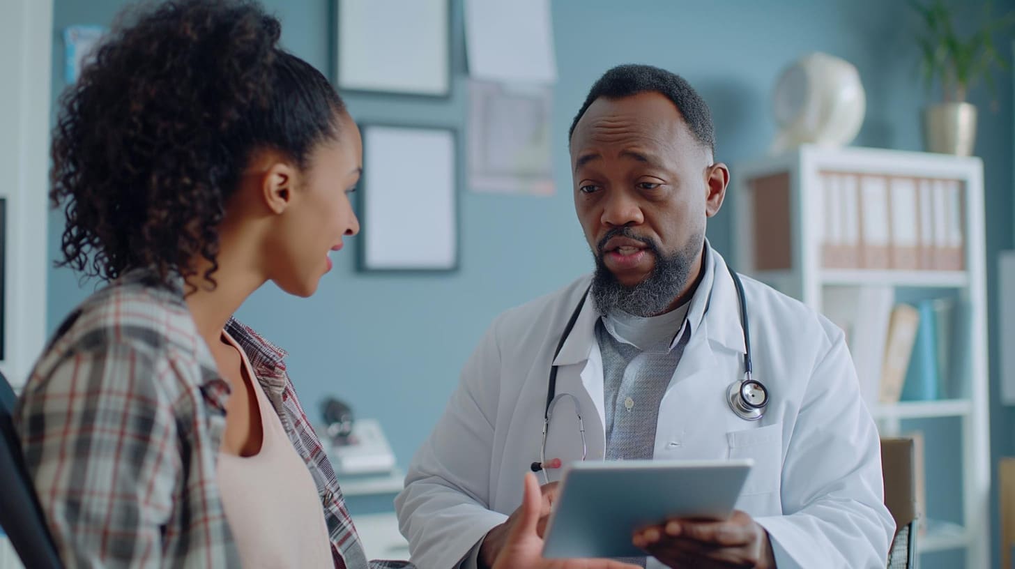 A doctor talking to a patient