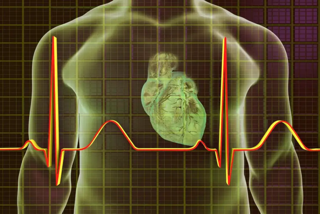 A high-resolution, realistic medical illustration depicting the prevalence of atrial fibrillation (AFib) after different types of heart surgery. The foreground shows a detailed cross-section of the heart, highlighting the irregular cardiac rhythm and enlarged atria characteristic of AFib. The middle ground features a montage of surgical tools and incisions, reflecting the various procedures that can lead to post-operative AFib. The background is a subdued, clinical setting with muted colors, emphasizing the medical context. The lighting is soft and diffused, creating a sense of scientific inquiry. The overall composition is balanced and visually striking, conveying the importance of this cardiovascular complication to healthcare professionals.