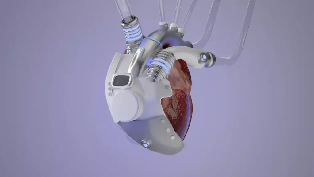 A highly detailed, close-up view of a mechanical heart valve, showcasing its intricate mechanisms and engineering. The valve is illuminated with a soft, warm light that accentuates its metallic components and sleek, functional design. The camera angle is slightly elevated, giving a perspective that highlights the valve's symmetry and precision. The background is blurred, drawing the viewer's attention solely to the heart valve's captivating form and construction, emphasizing the sophistication and uniqueness of this vital medical device.