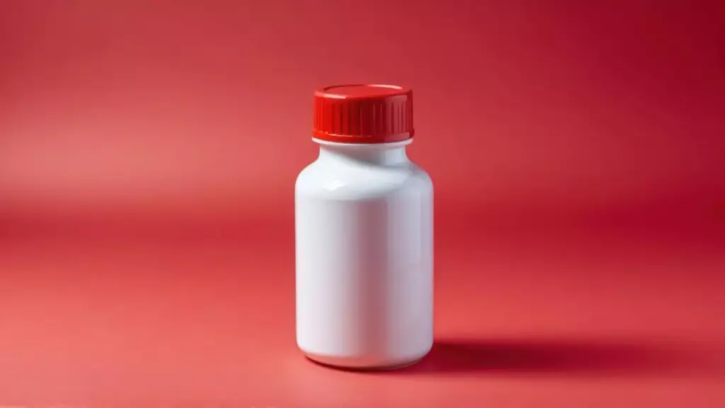 A sleek, white medicine bottle with a red cap sits atop a wooden table, casting a soft, natural shadow. The bottle is filled with light brown acetaminophen capsules, their translucent shells glowing subtly under the warm, diffused lighting. In the background, a simple, minimalist composition of earthy tones evokes a sense of calm and wellness. The scene conveys the understanding of acetaminophen as a common, trusted remedy for managing the discomfort of arthritis.