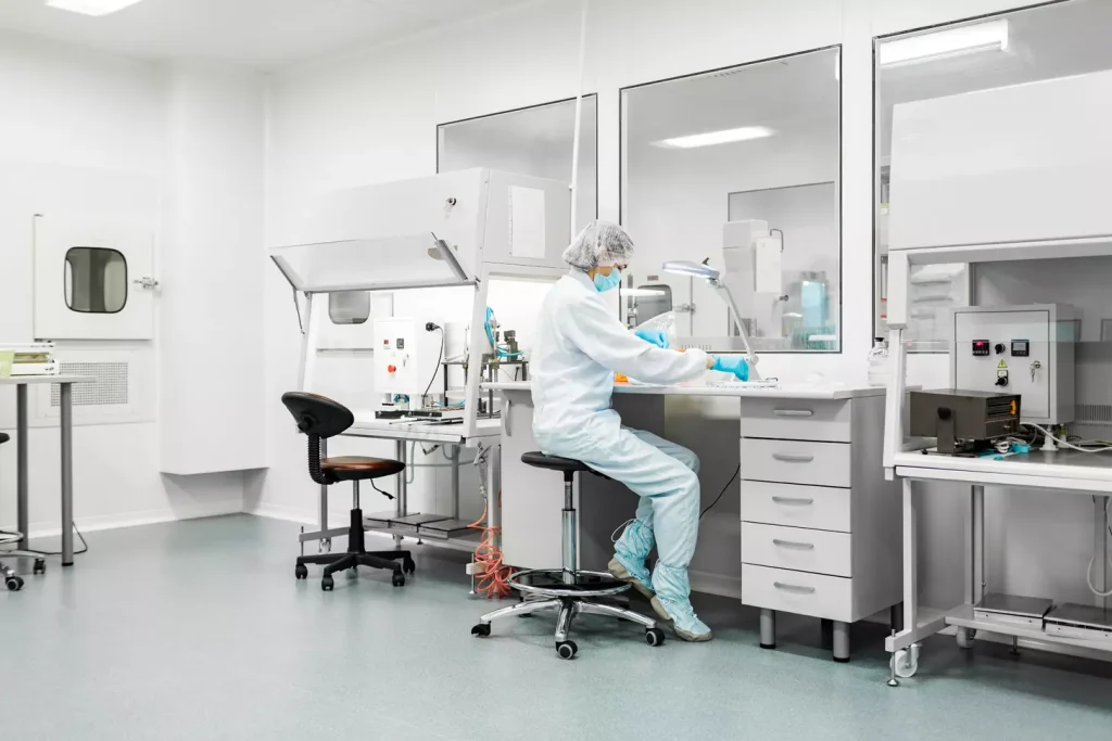 A sterile laboratory environment