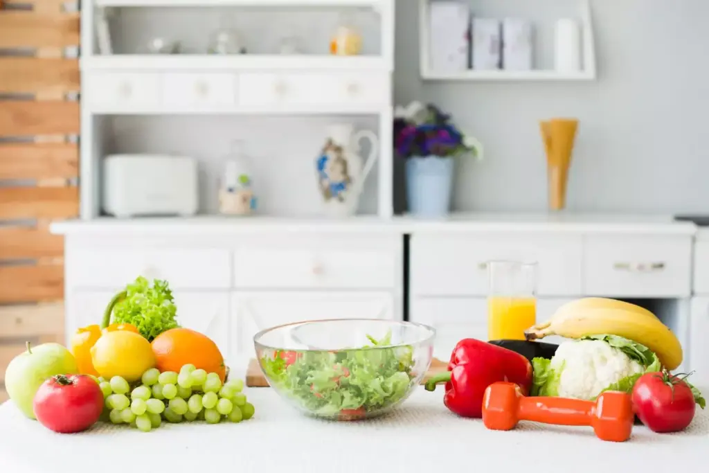 An airy, well-lit kitchen with natural sunlight streaming in through large windows. On a wooden table, a selection of fresh, vibrant ingredients are neatly arranged - leafy greens, colorful bell peppers, ripe tomatoes, and a glass of water. In the background, a series of anatomical diagrams and medical illustrations depicting the prostate gland and the recovery process are visible, creating a sense of informative context. The overall mood is serene, educational, and focused on nourishing the body through wholesome, post-surgical nutrition. An airy, well-lit kitchen with natural sunlight streaming in through large windows. On a wooden table, a selection of fresh, vibrant ingredients are neatly arranged - leafy greens, colorful bell peppers, ripe tomatoes, and a glass of water. In the background, a series of anatomical diagrams and medical illustrations depicting the prostate gland and the recovery process are visible, creating a sense of informative context. The overall mood is serene, educational, and focused on nourishing the body through wholesome, post-surgical nutrition.