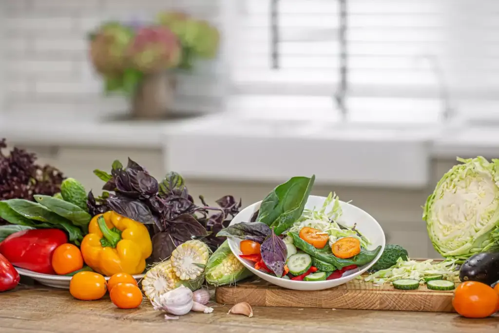 An intimate, warmly lit kitchen scene featuring a table with a balanced meal of lean protein, whole grains, and fresh vegetables. In the foreground, a plate showcases the nourishing foods recommended for recovery after prostate surgery, arranged artfully. The middle ground depicts a person's hands gently preparing the meal, conveying the care and intention behind the dietary choices. The background subtly suggests a tranquil, domestic setting, emphasizing the importance of mindful eating during this stage of healing. The overall atmosphere is one of calm, comfort, and a commitment to wholesome, restorative nourishment.