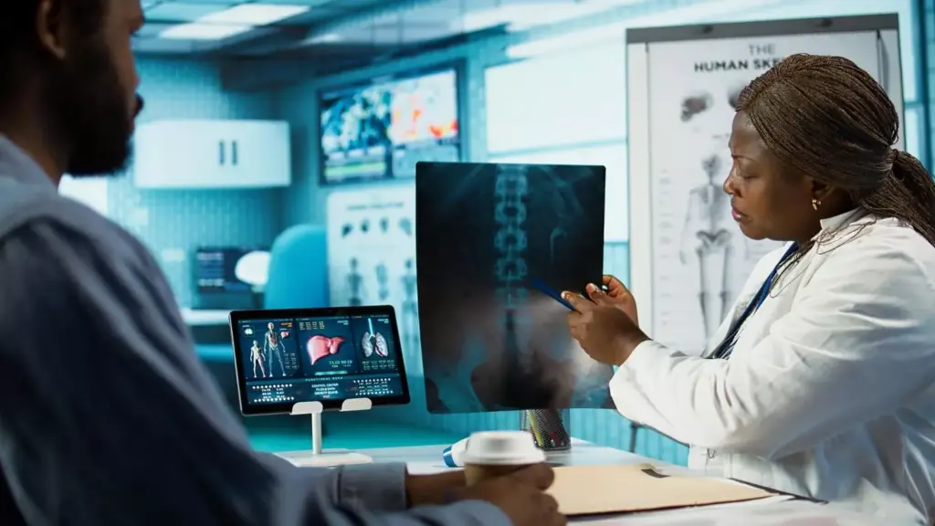 Detailed medical chart displaying statistics on lung cancer squamous cell carcinoma. Crisp, clinical visualization with clear data visualization elements like bar graphs, pie charts, and line graphs. Neutral color palette with blue and gray tones. Well-lit, high-contrast scene captured with a macro lens to emphasize the precision and technicality of the data. Conveys an authoritative, informative mood to support the key facts about this cancer subtype's prevalence and incidence rates.
