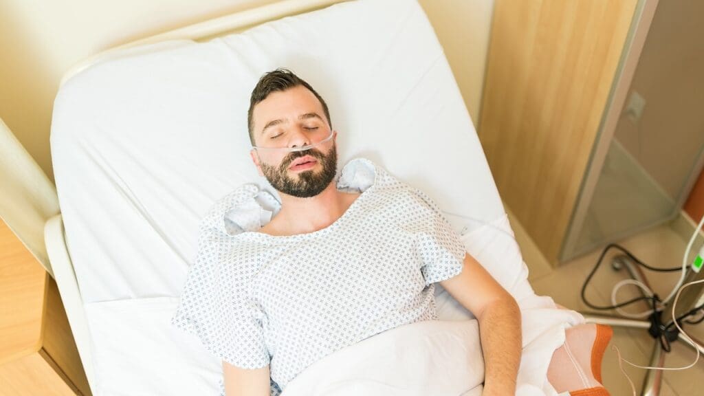coma patient breathing with ventilator support